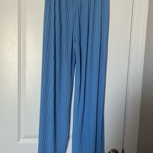 NWT Max Mara Women's CACIO Jersey Trouser Light Blue Pleated Pants Sz L 170/72A - Picture 8 of 16